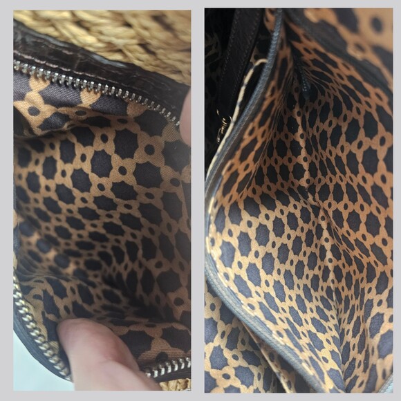 Brighton Women's Woven Jute/Leather Hobo Bag Braided Leather Handle Zip Closure - Picture 11 of 15